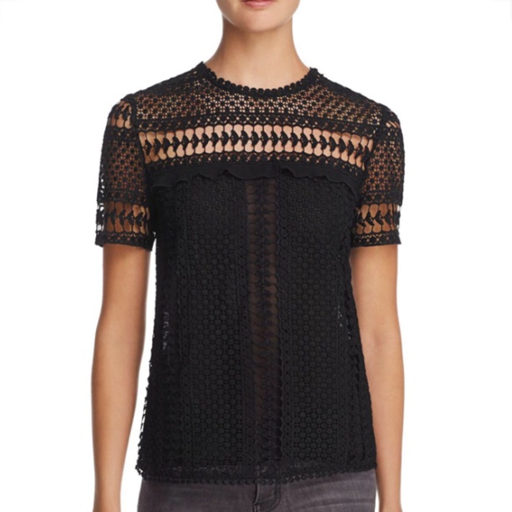 “Aqua” Black Knit & Eyelet Styled Blouse